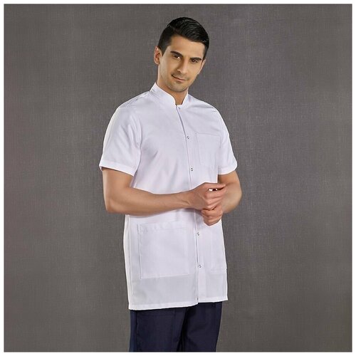 Рубашка медицинская мужская белая / медицинская одежда / мужская блуза /турция