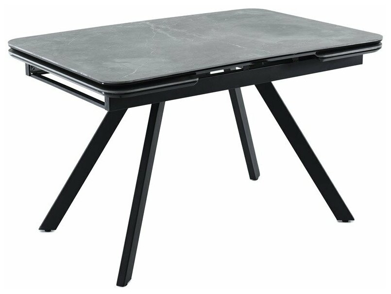 фото Стол обеденный раздвижной Arooma Леон, 120х80х75 см серый(Bayona grey Natural)/черный