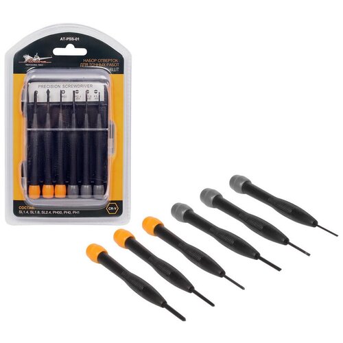 фото Набор отвёрток для точных работ 6шт в пластиковом футляре (at-pss-01) airline