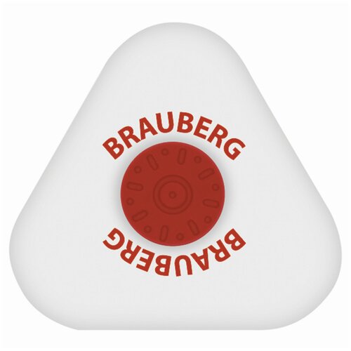 Ластик BRAUBERG Energy, 45х45х10 мм, белый, треугольный, красный пластиковый держатель, 222473