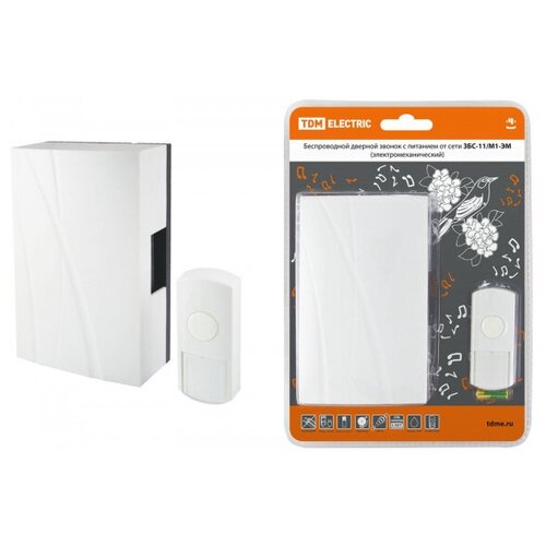 фото Звонок беспроводной в эл.сеть збс-11/м1-эм (эл.мех, кнопка ip44, ac 230v, многокодовый) tdm tdm еlectric