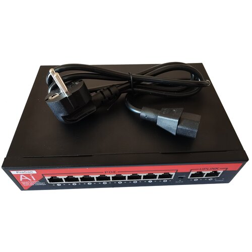 Коммутатор свитч 8 POE 8023afat портов 2 ETH порта 100Mbs Procon sw8poe 302000₽