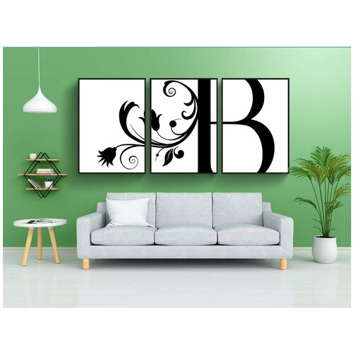 фото Набор модулных постеров для интерьера "буква, литера, монограмма" 60x90 см. в тубусе, без рамки lotsprints