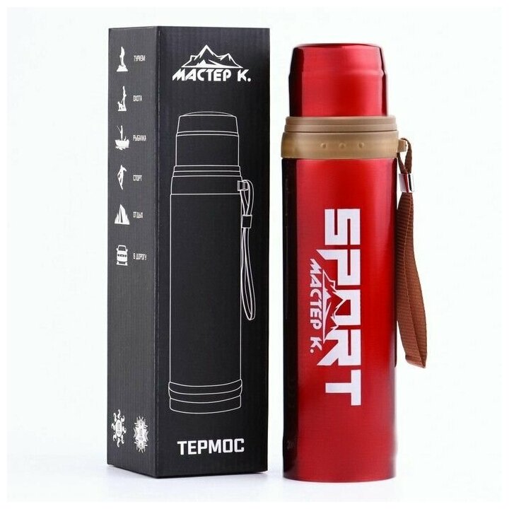 фото Термос, серия: Гильза, "Мастер К. Спорт", 550 мл, сохраняет тепло 10 ч, 7х28 см, красный