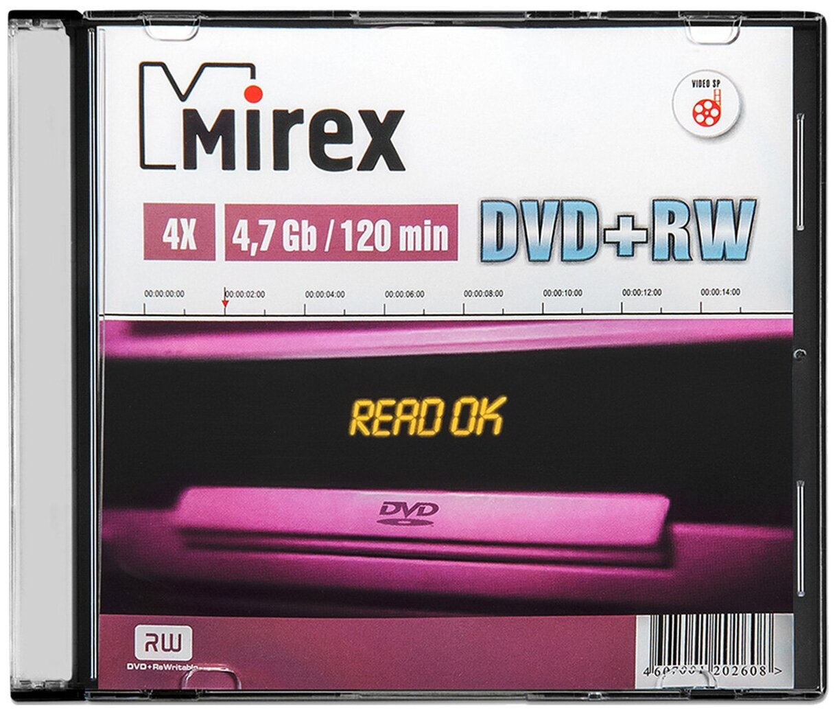 Перезаписываемый диск DVD+RW Mirex 4,7Gb 4x, упаковка slim box