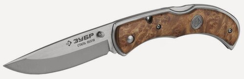 Изображение товара ЗУБР Норманн, 220 мм, лезвие 95 мм, рукоятка с деревянными накладками, складной нож (47714)