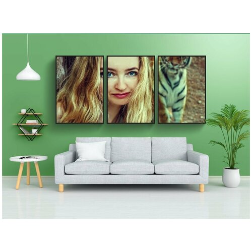фото Набор модулных постеров для интерьера "тигр, тигрица, зоопарк" 60x90 см. в тубусе, без рамки lotsprints