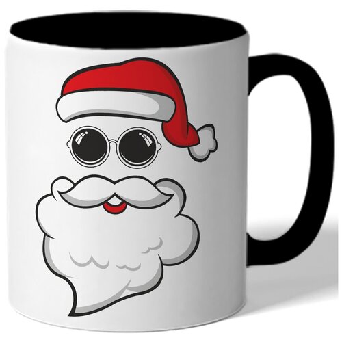 фото Кружка в подарок на новый год - борода, очки и щапка деда мороза drabs