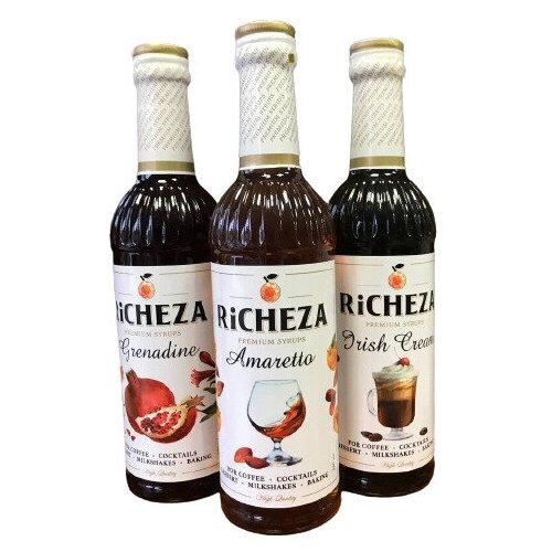 Набор сиропов для кофе Richeza 330 мл. Гренадин/Амаретто/Ирландский крем