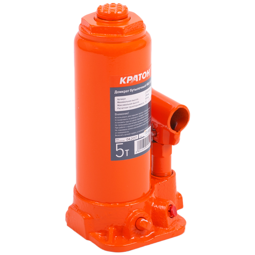 Домкрат бутылочный гидравлический Кратон HBJ-5.0 (5 т) оранжевый