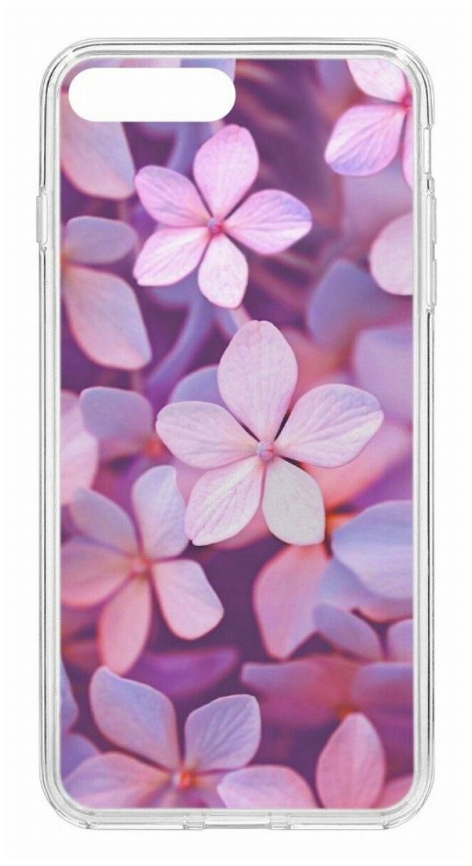 Чехол для iPhone 7 Plus/8 Plus Kruche Print Гортензия,противоударная пластиковая накладка с рисунком,защитный силиконовый бампер с защитой камеры