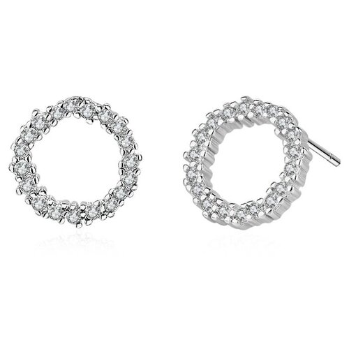 Серьги гвоздики с покрытием серебром и фианитами с бриллиантовой огранкой