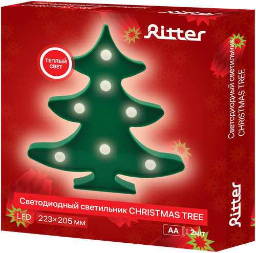 Светильник LED настольный декоративный, беспроводной ночник Ritter Christmas Tree 2хАА, теплый свет 29275 3