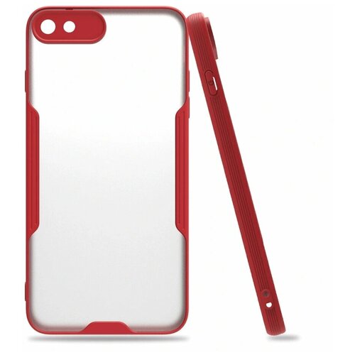 фото Чехол накладка прозрачный с защитой камеры для apple iphone 7 / для айфон 7 / красный qvatra
