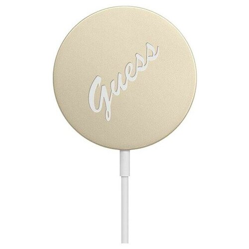 фото Беспроводное зарядное устройство cg mobile guess script logo magsafe wireless charger 15w, цвет золотой (gucbmsvslg) gucbmsvslg