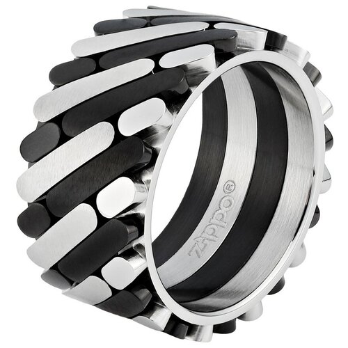 Кольцо ZIPPO, серебристо-чёрное, нержавеющая сталь, 1,2x0,25 см, диаметр 20,4 мм