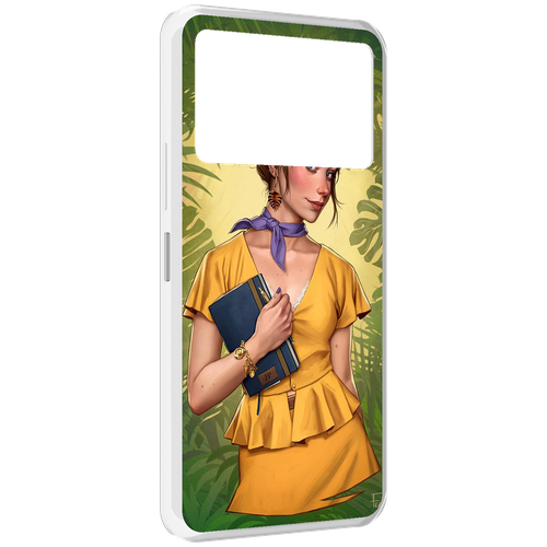 Чехол MyPads девушка-в-зелени женский для Infinix NOTE 12 VIP (X672) задняя-панель-накладка-бампер