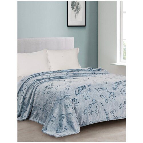 фото Плед 1,5 спальный светящийся pavline р. 150*200 freedom дино, серо-зеленый павлина