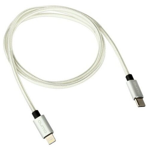 Кабель USB 2.0 Type-C -Apple 8 P, MFI С94 (1м) 9В, 2,22A, 20Вт, силиконовый, PD, белый Qumo 32995 кабель usb type c lightning 1м белый