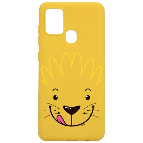 фото Силиконовый чехол-накладка silky touch 3d для samsung galaxy a21s с принтом "minimalistic lion" желтый gosso