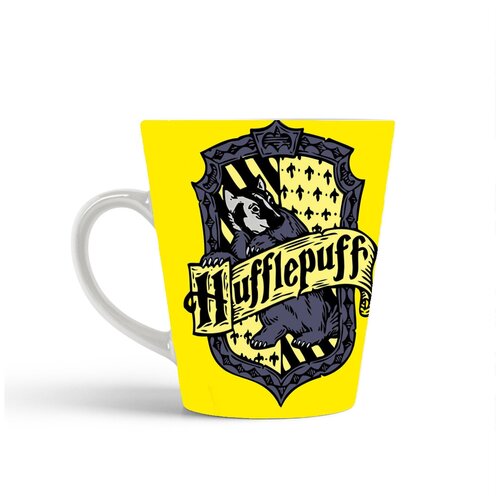 фото Кружка-латте coolpodarok фильмы и сериалы гарри поттер факультет пуффендуй films & serials harry potter facultet puffendui (желтый фон)