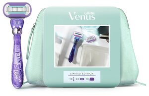 Фото Подарочный набор женская бритва Gillette Venus Swirl c 2 кассетами и косметичкой