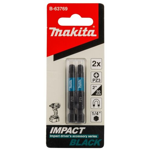 набор бит impact black 10 шт makita e 12011 длина 50 мм Насадка Impact Black PZ3, 50 мм, E-form (MZ), 2 шт. Makita B-63769