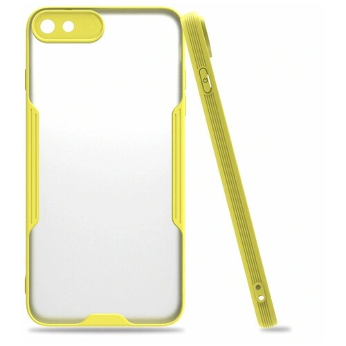 фото Чехол накладка прозрачный с защитой камеры для apple iphone 8 / для айфон 8 / желтый qvatra