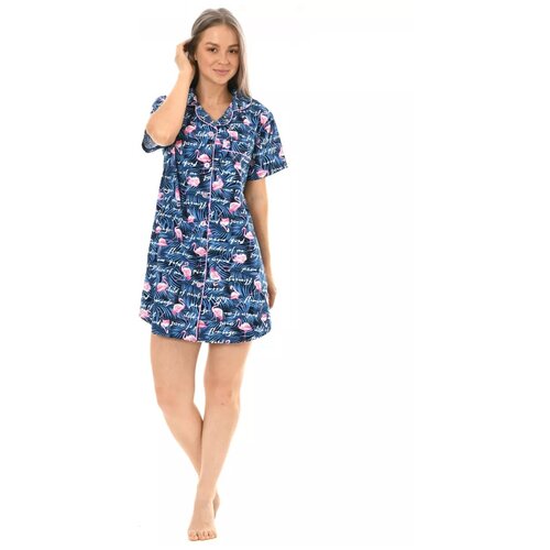 фото Халат-рубашка на пуговицах "фламинго" иваново хлопок р48 воронова наталия владимировна