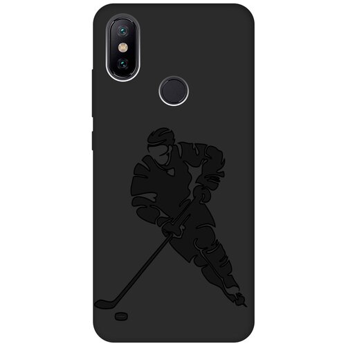 Матовый чехол Hockey для Xiaomi Mi 6X / Mi A2 / Сяоми Ми 6Х / Ми А2 с эффектом блика черный матовый чехол tennis w для xiaomi mi 6x mi a2 сяоми ми 6х ми а2 с 3d эффектом черный