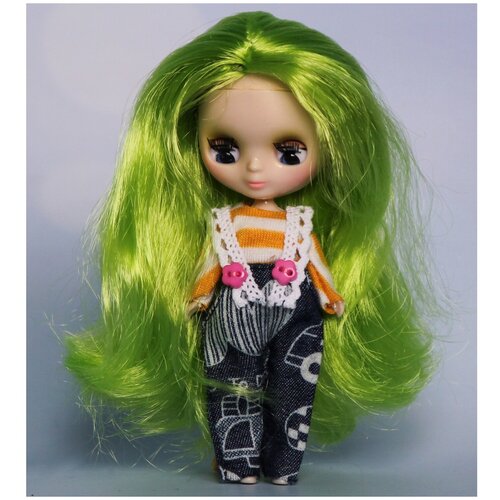 фото Blythe blythe кукла мини блайз - в джинсах, зеленые волосы, mini blythe