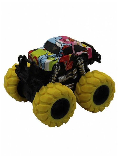 Машинка гоночная die cast, фрикционная, двойной реверс, желтые колеса Funky Toys FT61042, Funky Toys