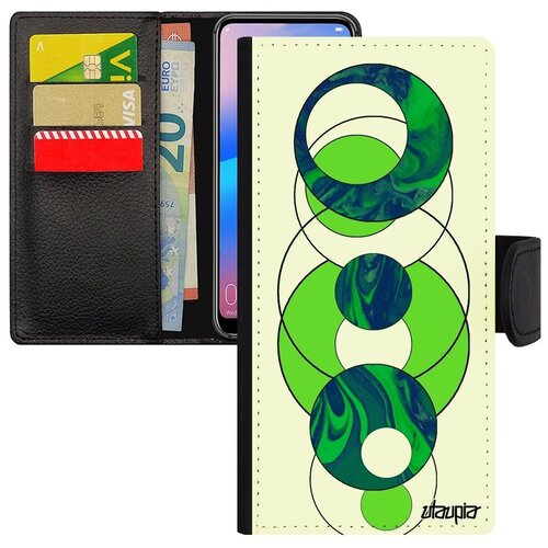 фото Красивый чехол книжка на телефон // xiaomi redmi 6a // "круги" эффект узор, utaupia, зеленый