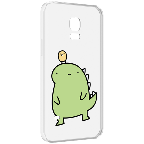 Чехол MyPads зеленый-динозаврик детский для Samsung Galaxy S5 mini задняя-панель-накладка-бампер