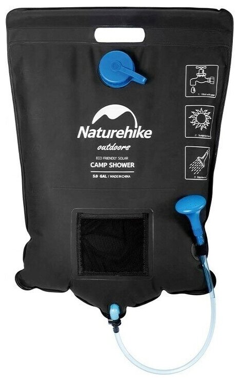 Душ туристический Naturehike Dawn Bath Outdoor Solar Shower Black