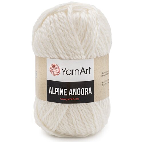 фото Пряжа для вязания yarnart 'alpine angora' 150гр 150м (20% шерсть, 80% акрил) (330 белый), 3 мотка