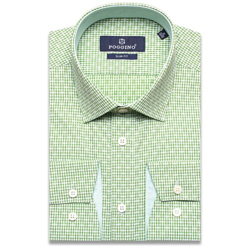 фото Рубашка poggino 5008-16 цвет зеленый размер 54 ru / xxl (45-46 cm.)