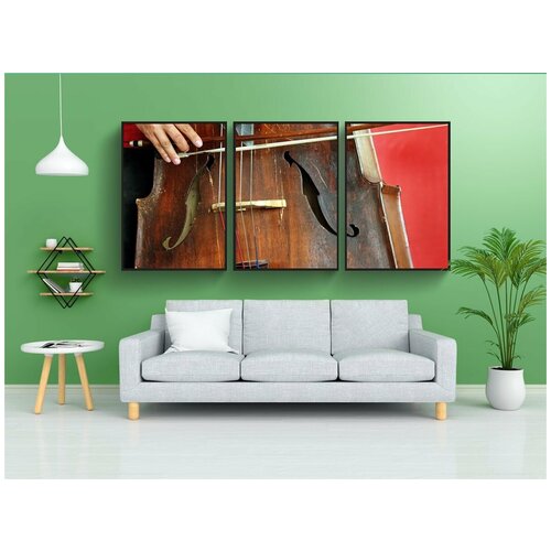 фото Набор модулных постеров для интерьера "виолончель, скрипка, бас гитара" 60x90 см. в тубусе, без рамки lotsprints