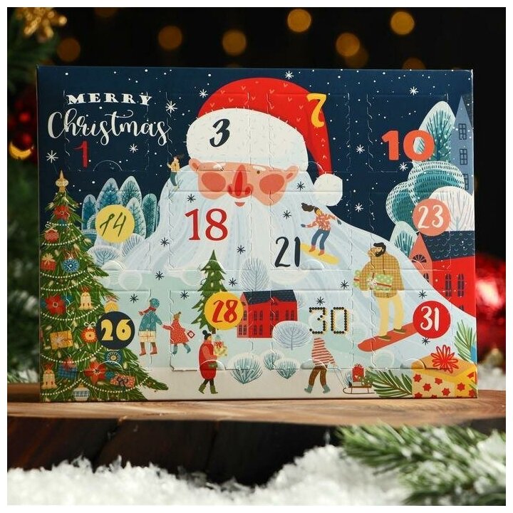 Адвент календарь с шоколадом " Поздравление Деда мороза", 12х5 г - фотография № 1