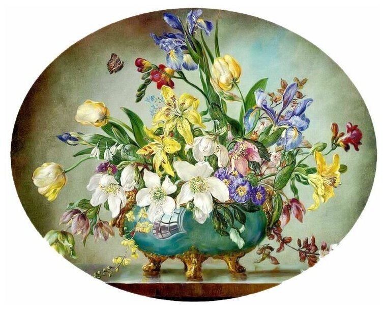 Репродукция на холсте Цветы в вазе (Flowers in a vase) №30 Кеннеди Сесил 37см. x 30см.