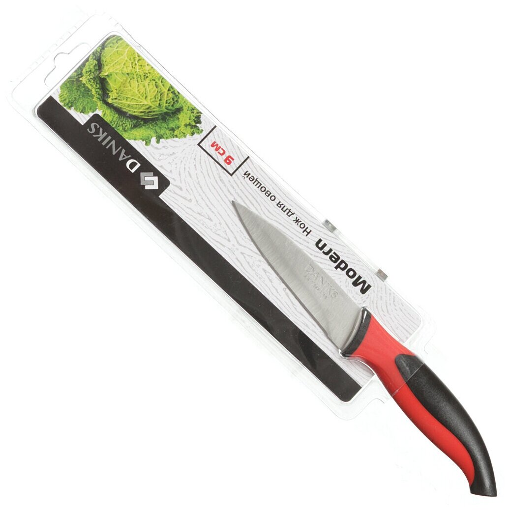 Нож кухонный Daniks, Модерн, для овощей, нержавеющая сталь, 9 см, рукоятка пластик, YW-A040-PA/YW-A040G-PA