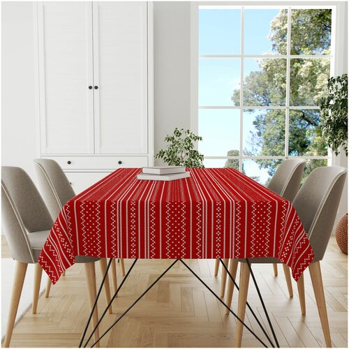 фото Скатерть новогодняя декоративная с рисунком / скатерть на стол на кухню / прямоугольная / 140х180 см fresh art