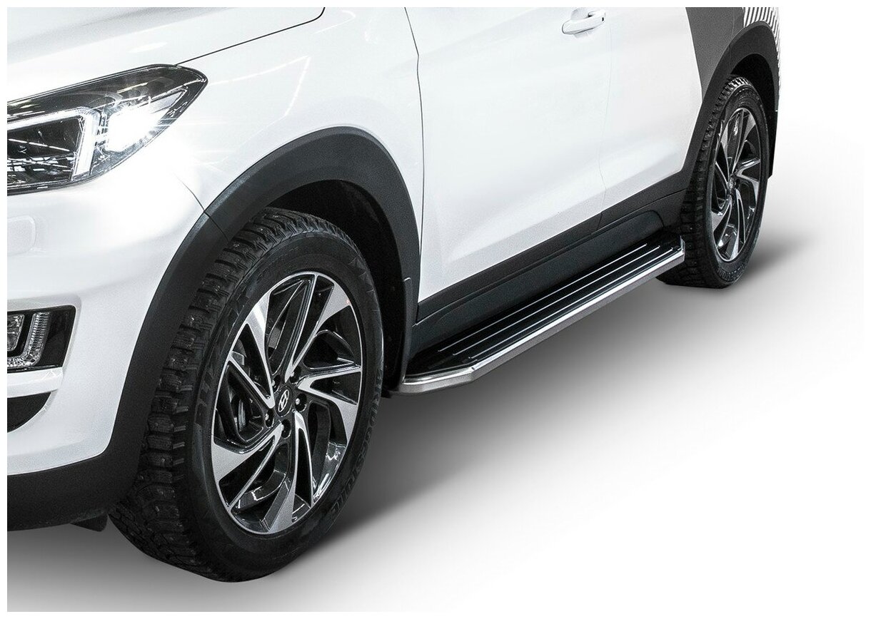Пороги алюминиевые "Premium" Rival для Hyundai Tucson III 2015-2018 2018-н в/Kia Sportage IV 2016-2018 2018-н в 173 2  A173ALP23092