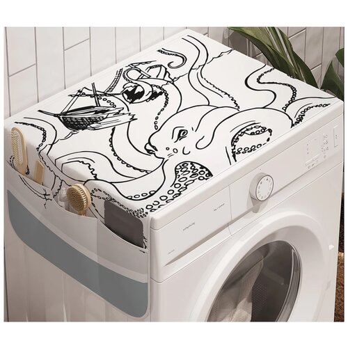Чехол накидка для стиральной машины Ambesonne с рисунком 