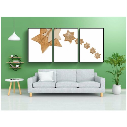 фото Набор модулных постеров для интерьера "падающая звезда, печенье, печь" 60x90 см. в тубусе, без рамки lotsprints