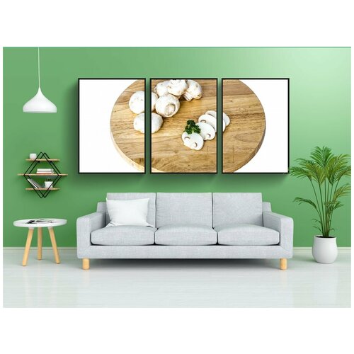 фото Набор модулных постеров для интерьера "гриб, шампиньонов, белый" 60x90 см. в тубусе, без рамки lotsprints