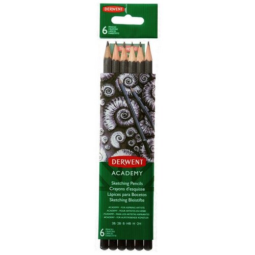 Карандаши чернографитные Derwent Academy, Sketching Hang Pack, 6 штук, 2H-3B (2300086) карандаши чернографитные derwent academy sketching hang pack 6 штук 2h 3b 2300086