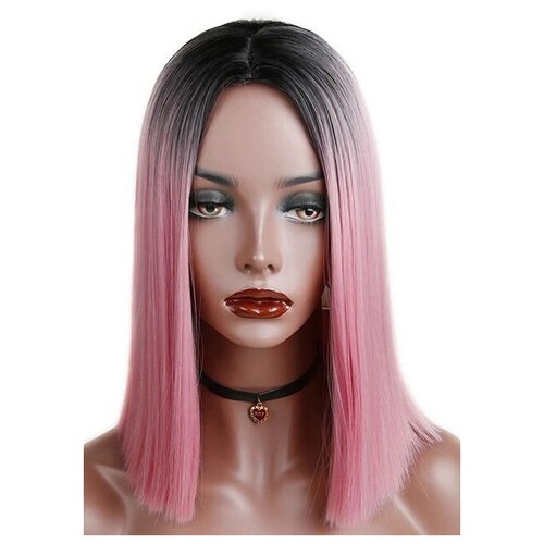 Парик удлиненное каре розовый с эффектом омбре