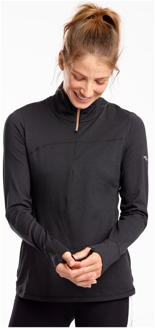 Толстовка Saucony Challenge Quarter Zip, силуэт прилегающий, размер L, черный