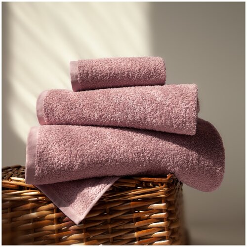 фото Набор из 3 полотенец venera цвет: пыльная роза (30х50 см,50х80 см,70х130 см) eleganta
